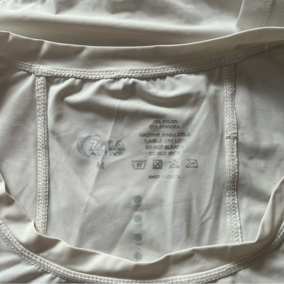 Zyia Active White High Neck Open Back with Split Mesh Active Tank Size Medium M. - Picture 12 of 14